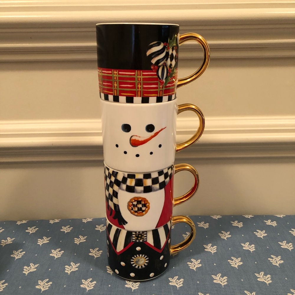 Mackenzie-Childs Snowman Stacking Mug (4) Tower